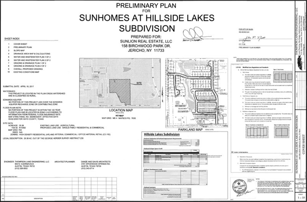 Sunhomes Preliminary Plan